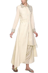 Off White Embroidered Tunic Set