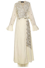 Off White Jacket With Wide Leg Pants