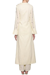 Off White Jacket With Wide Leg Pants