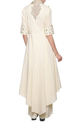 Off White Aysmettrical Tunic With Pants