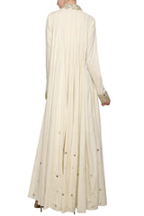 Off White Embroidered Anarkali Set