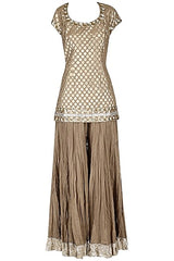 Beige Chanderi Short Kurta & Sharara