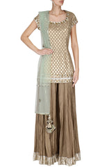 Beige Chanderi Short Kurta & Sharara