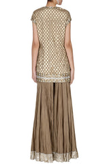 Beige Chanderi Short Kurta & Sharara