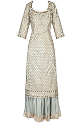 Sky Blue Chanderi Kurta With Lehenga