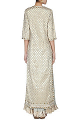 Sky Blue Chanderi Kurta With Lehenga