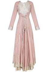 Pink Layered Kalidaar Kurta Set