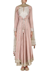 Pink Layered Kalidaar Kurta Set