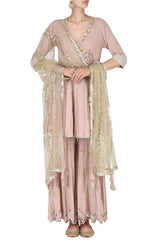 Pink Angrakha Kurta & Gharara Set