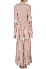 Pink Angrakha Kurta & Gharara Set