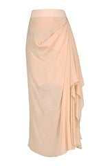 Peach Embroidered Shirt & Drape Skirt