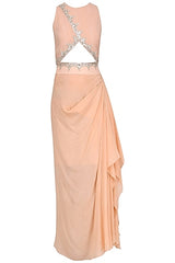 Peach Crop Top, Cape & Drape Skirt