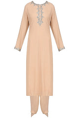 Peach Embroidered Kurta & Dhoti Pants
