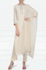 Beige Kurta With Straight Pants Set