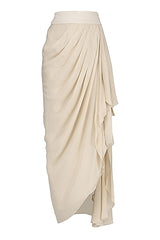 Beige Embroidered Shirt With Drape Skirt