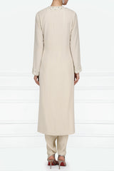 Beige Embroidered Kurta With Dhoti