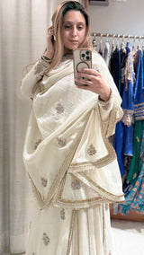 Ivory mul chandehri lehenga set