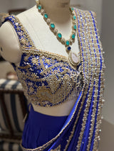 Noore blue blouse drape saree