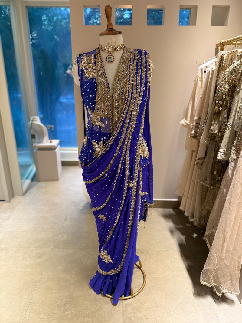 Ivory Stitched Saree