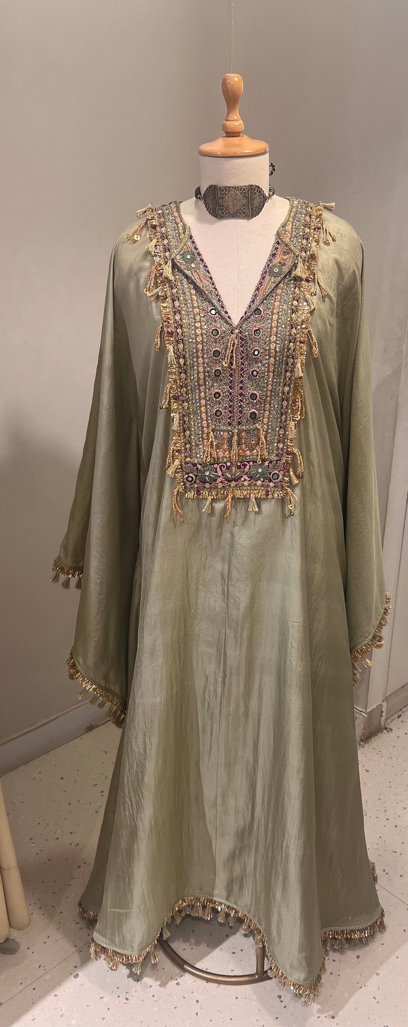 SAGE GREEN BOHO KAFTAN