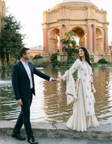 Ivory mul chandehri lehenga set