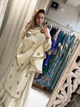 Ivory mul chandehri lehenga set