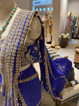 Noore blue blouse drape saree
