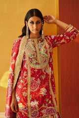 Printed Red Gharara Set