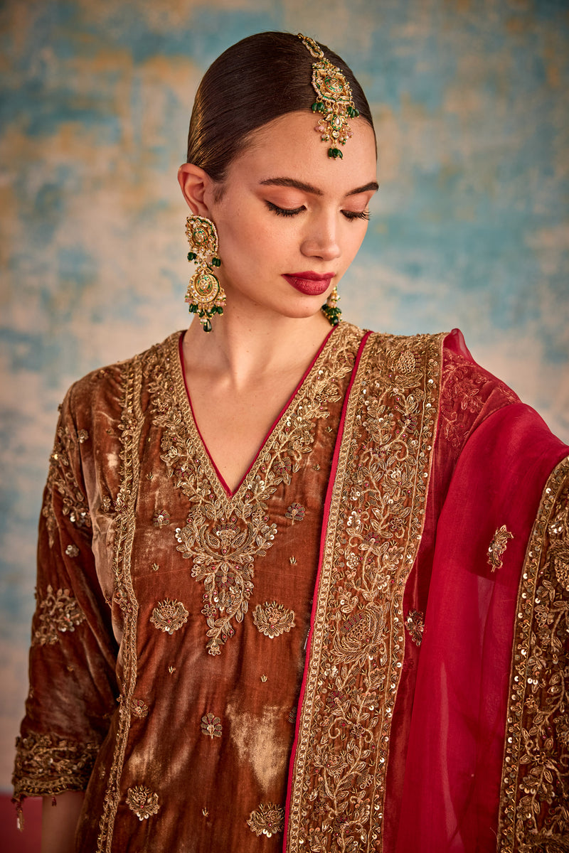 Red Sharara Set