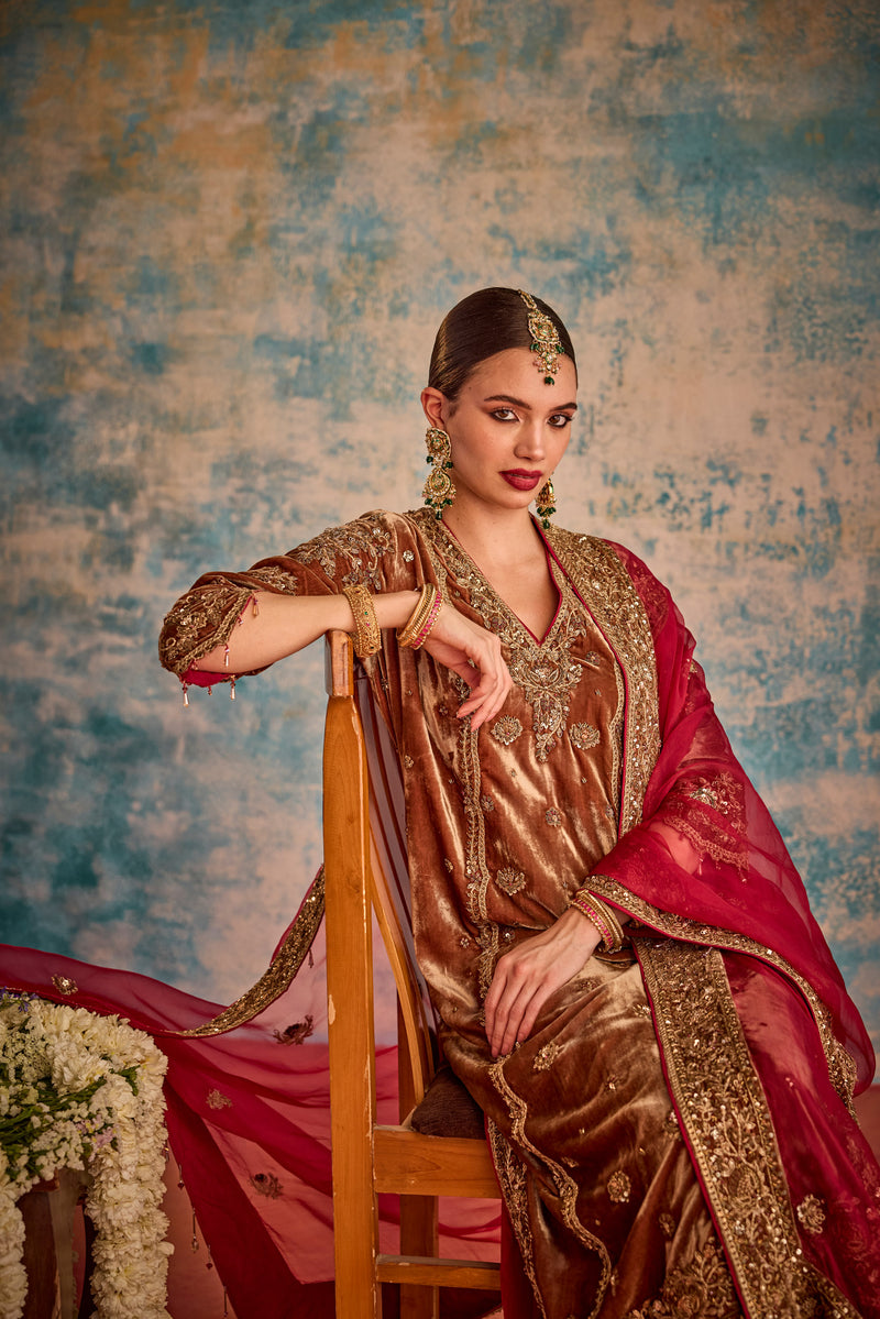 Red Sharara Set