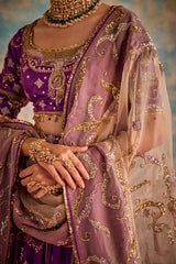 Purple bridal embroidered lehenga