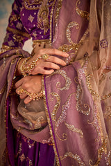 Purple bridal embroidered lehenga