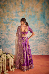 Purple bridal embroidered lehenga