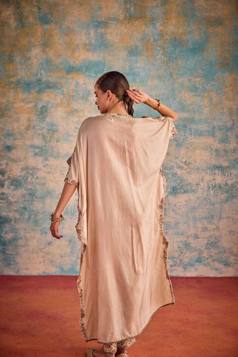 Ivory embroidered kaftan