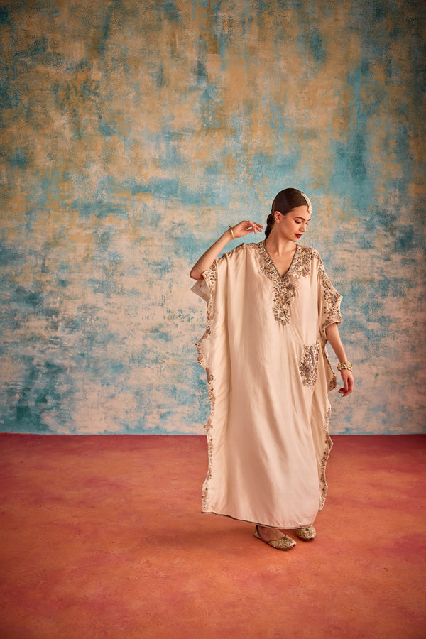 Ivory embroidered kaftan