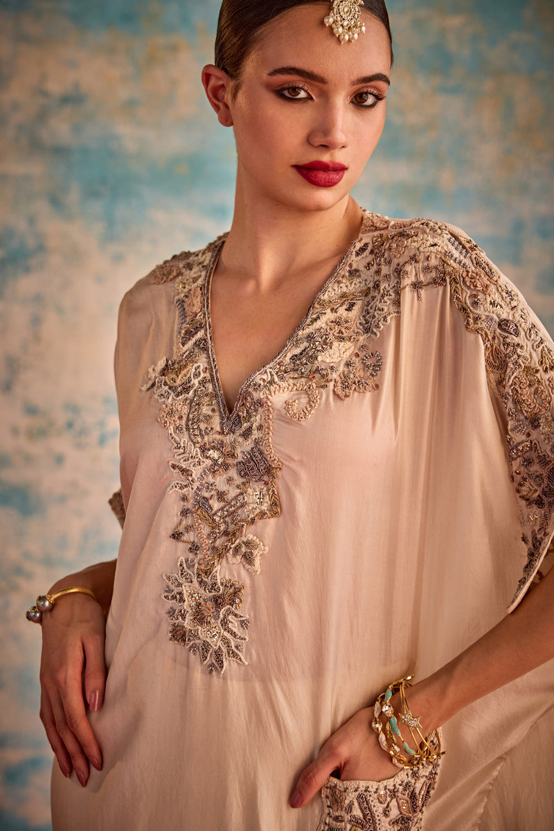 Ivory embroidered kaftan