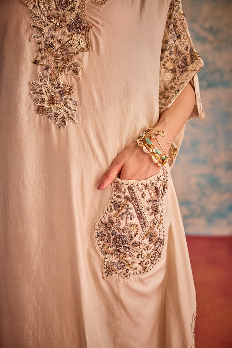 Ivory embroidered kaftan