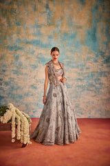 Grey Indo Western Lehenga