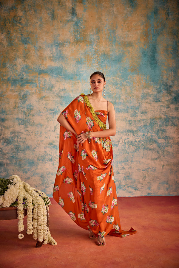 Orange Bohemian Drape Farshi