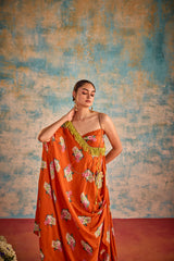 Orange Bohemian Drape Farshi