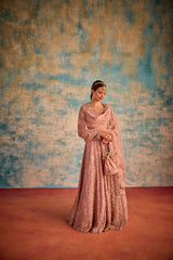 Baby pink bridal lehenga with Dupatta