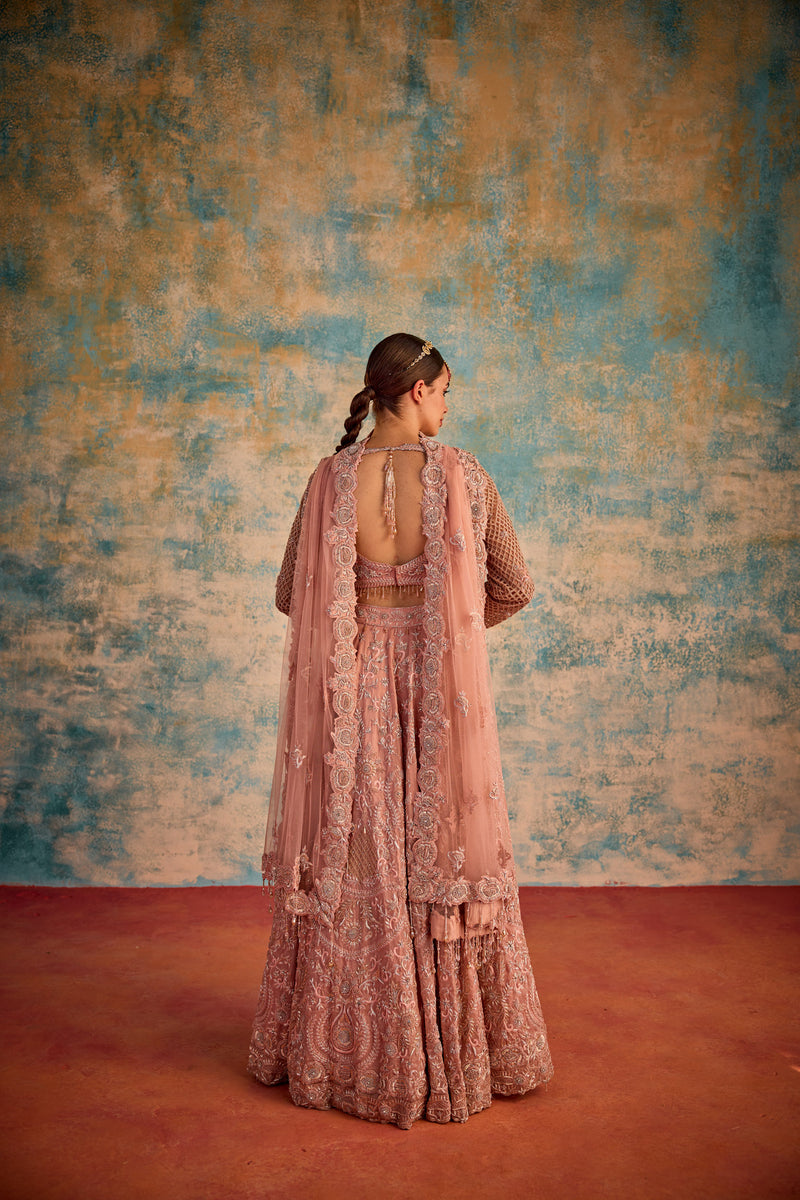 Baby pink bridal lehenga with Dupatta