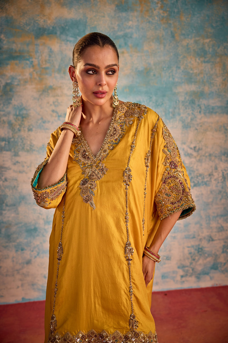 Yellow embroidered suit