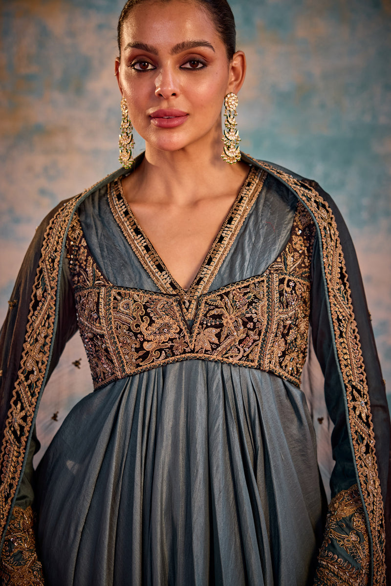 Embroidered suit with dupatta