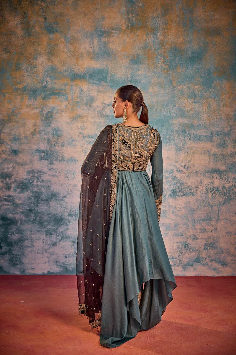 Embroidered suit with dupatta