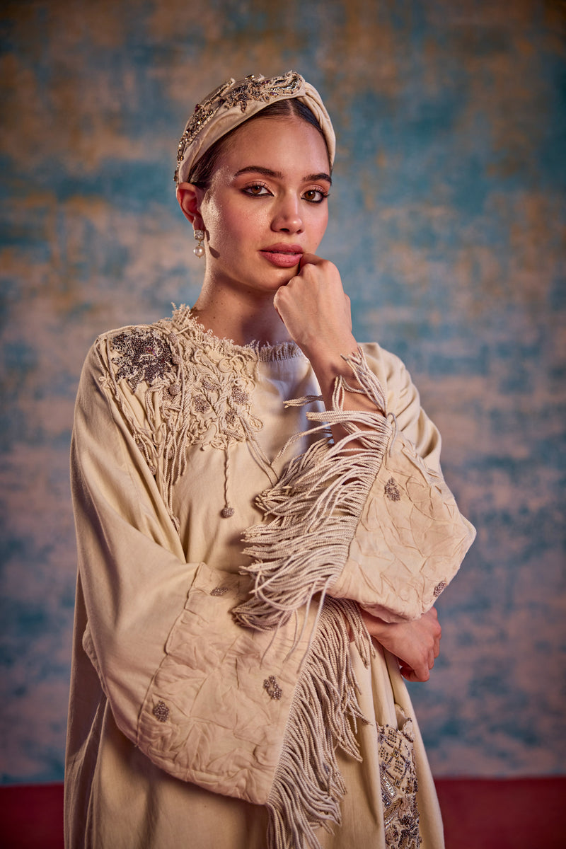 Ivory embroidered short dress