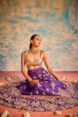 Golden purple Embellished Lehenga with Blouse