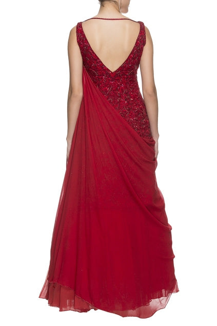 Sleeveless Dress - Red Haute Couture Dress – Blini Fashion House