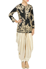 Black Zardosi Embroidered Jacket With Dhoti Pants