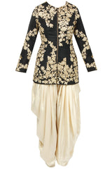 Black Zardosi Embroidered Jacket With Dhoti Pants